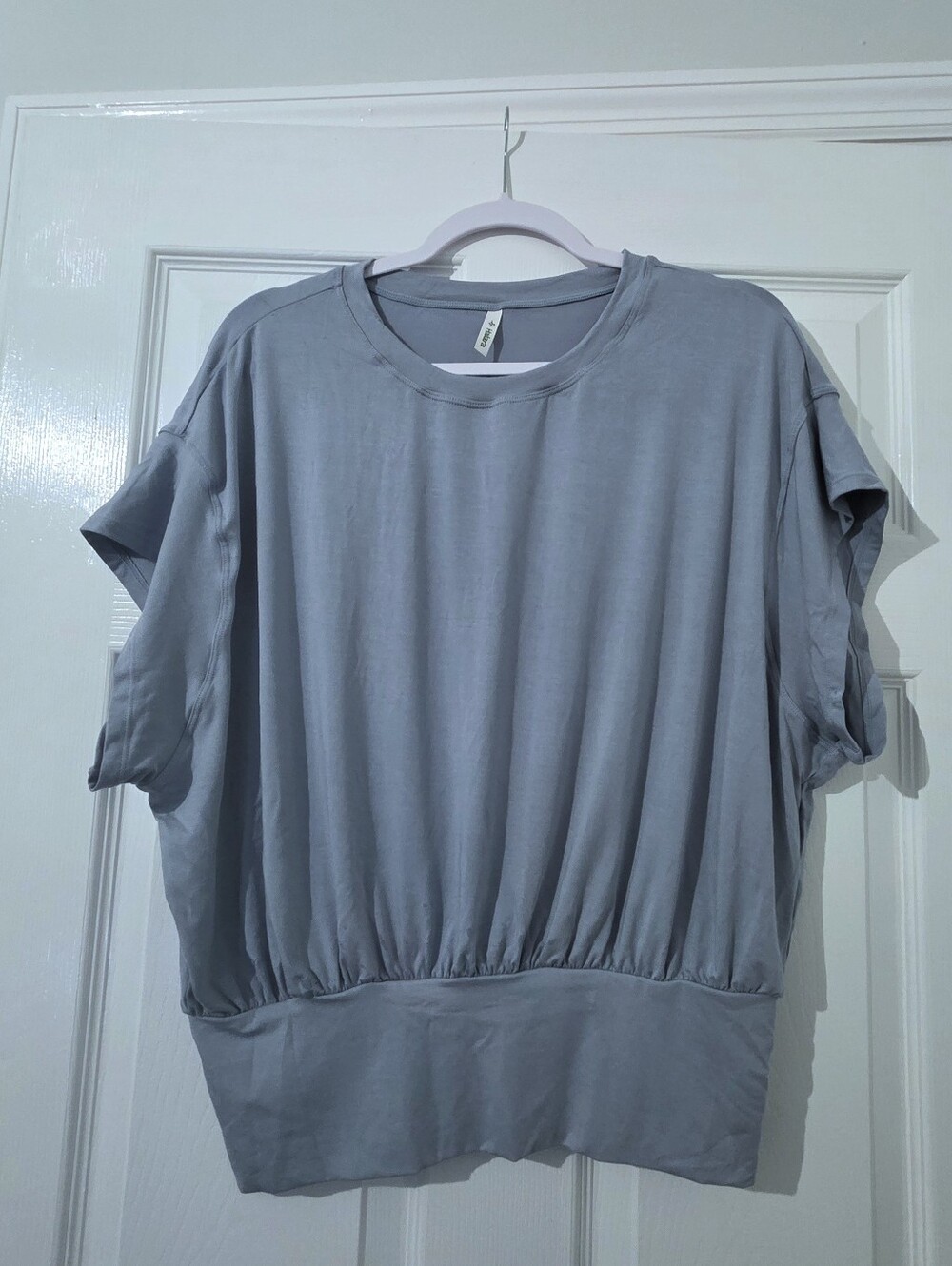 NWOT HALARA Blue Short-Sleeve Relaxed Pullover with Hem